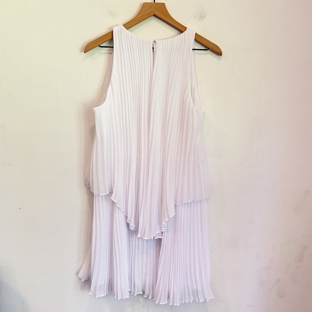Badgley Mischka Pleated Flowy Sleeveless Dress White Size 12 - Picture 4 of 5